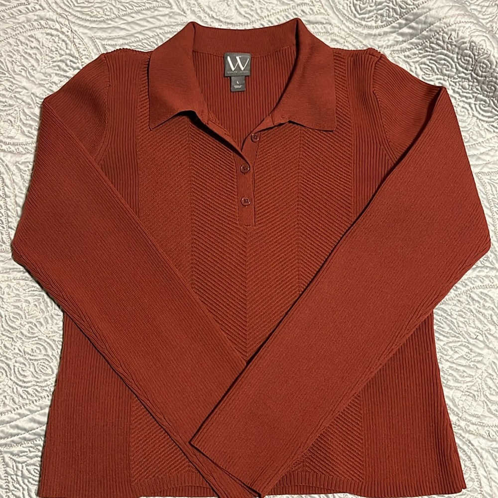 Worthington Womens Long Sleeve Pullover Sweater - Size Large - Brandy Brown